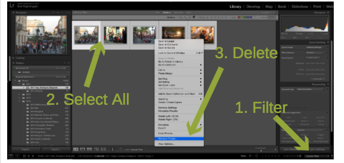 Διαγραφή φωτογραφιών Lightroom