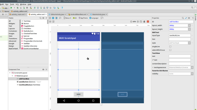 android create app androidstudio screen2 διάταξη