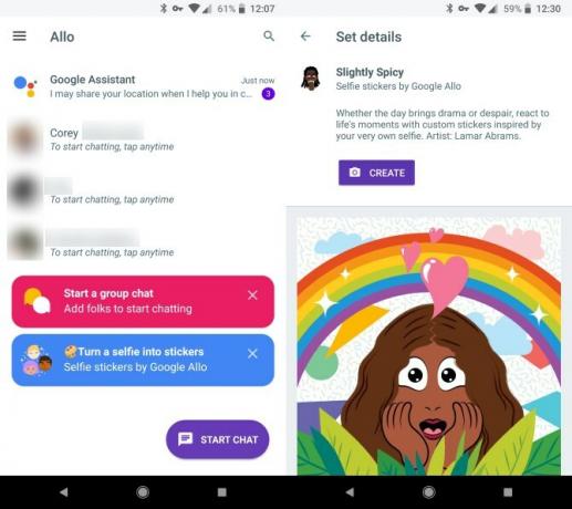 Το Google Allo σπίτι και αυτοκόλλητα