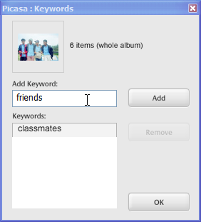 Picasa - Λέξεις-κλειδιά για φωτογραφίες