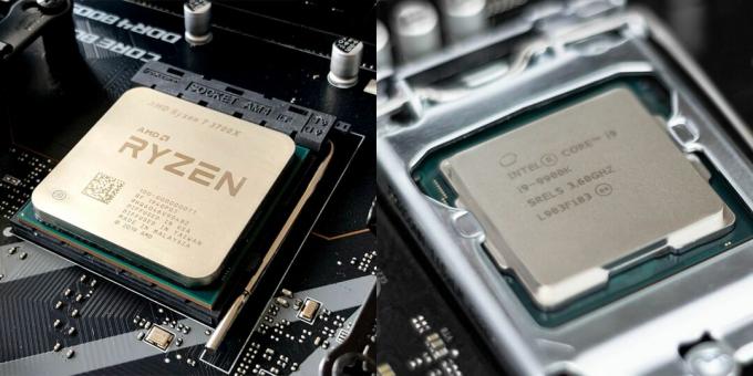 Επεξεργαστής AMD και επεξεργαστής Intel δίπλα δίπλα