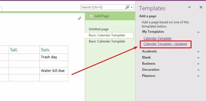 δημιουργήστε πρότυπο ημερολογίου onenote