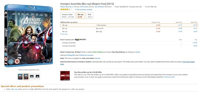 blu-ray εκδικητές συγκεντρώσει amazon