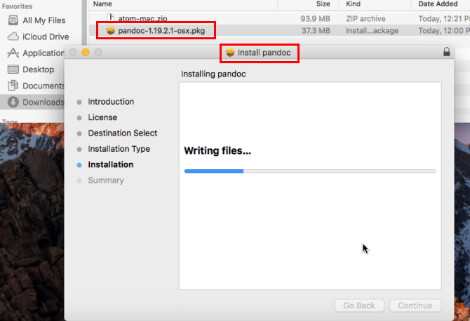 εγκατάσταση mac pkg