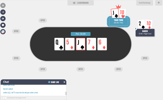 Το LiPoker είναι ο γρηγορότερος τρόπος για να παίξετε ένα παιχνίδι πόκερ με φίλους, χωρίς να απαιτείται εγγραφή ή λήψη