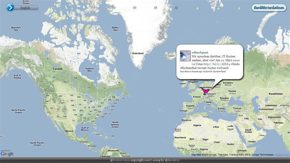 3 Cool Twitter & Mashups Google Maps Θα πρέπει να κάνετε check out twittervision