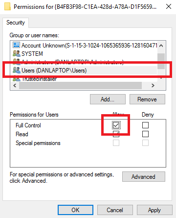 Windows Registry άδεια ελέγχου μητρώου