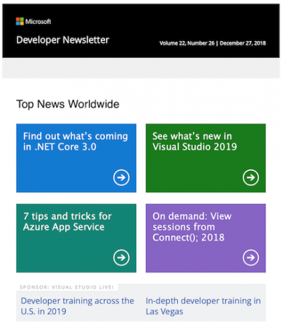 Ενημερωτικό δελτίο ανάπτυξης Microsoft