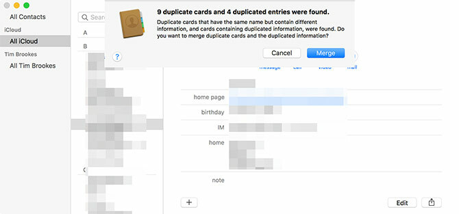 Συγχώνευση διπλότυπων επαφών macOS
